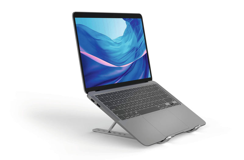 Durable Laptop Stand for Laptops & Tablets - Foldable & Height Adjustable - Includes Travel Bag - Silver Aluminum Laptop Mount, for Laptops and Tablets up to 15"