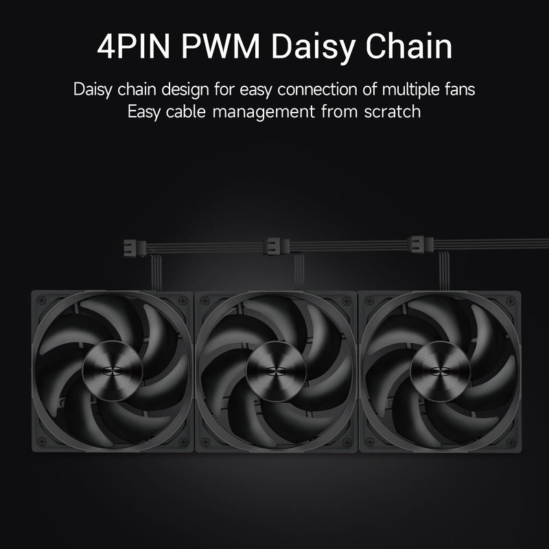 PCCOOLER 3in1 120mm Case Fan, 3 Packs F5 R120 2200RPM FDB Computer PC Fans PWM 4-Pin FDB Daisy Chain Case Fans, 86CFM 3.2mmH2O 3 Mode Computer Fan for CPU Liquid Cooler, Air Cooler Black 3 Pack