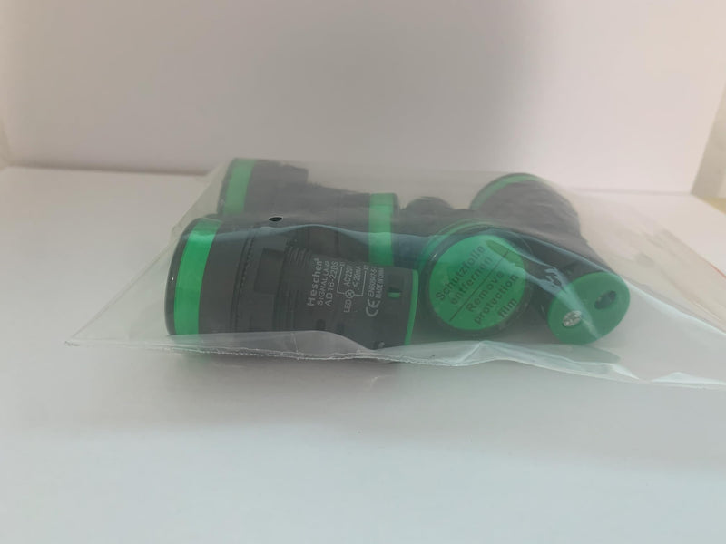 Heschen 22mm LED Indicator Light AD16-22D/S 220V AC 20mA Green Light Color Pack of 5
