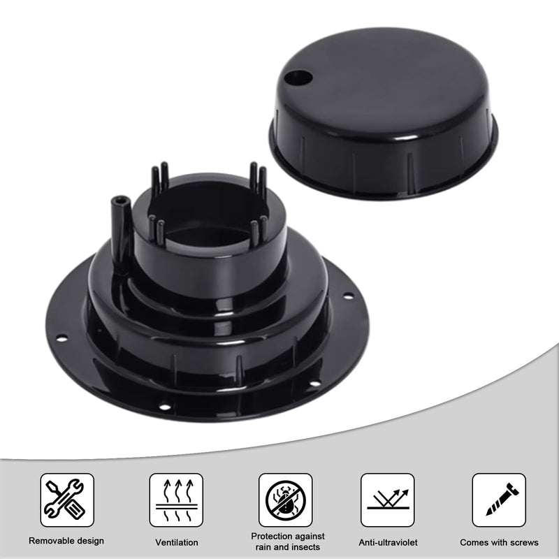 RV Plumbing Vent Caps Kit 2Pcs Trailer Camper Vent Cap Replacement Plastic Roof Sewer Vent Cover Caps for 1 to 2 3/8 Inch Pipe (Black) Black