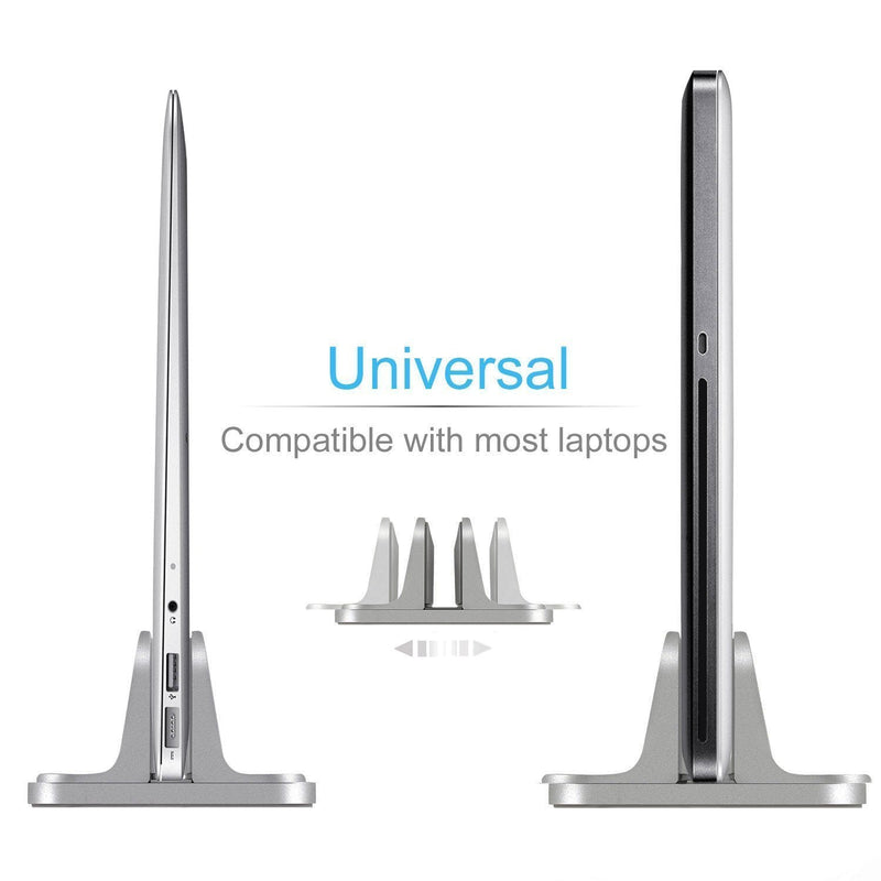 Vertical Laptop Stand for Desk [Adjustable] Sturdy Aluminum Dock Fits All Laptops (up to 20.3 inches) Space Saving, Modern Compact Holder, Compatible with MacBook Pro/Air, Surface, HP, Dell (Gray) Gray