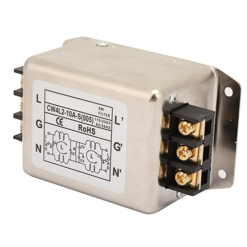 Telituny Power Filter-115V/250V 10A 50/60Hz Single Pole/Double Pole Single Phase Power Line EMI Filter Connector