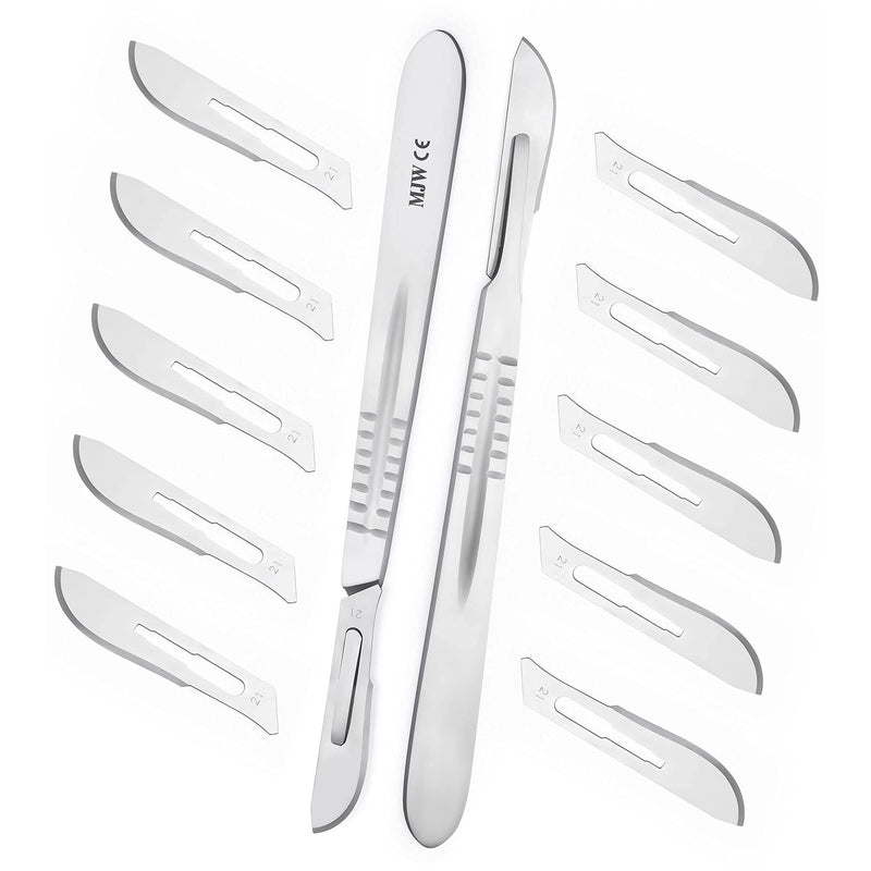 Pack of 10 scalpel blades figure 21 with carbon steel for scalpel holder No. 4 - replacement blades individually sterile packed