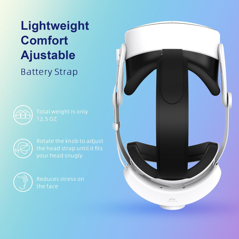 RGB Comfort Battery Head Strap 12000mAh Compatible with Meta Quest 3S, NOT Compatible with Quest 3 12000mah-Q3S