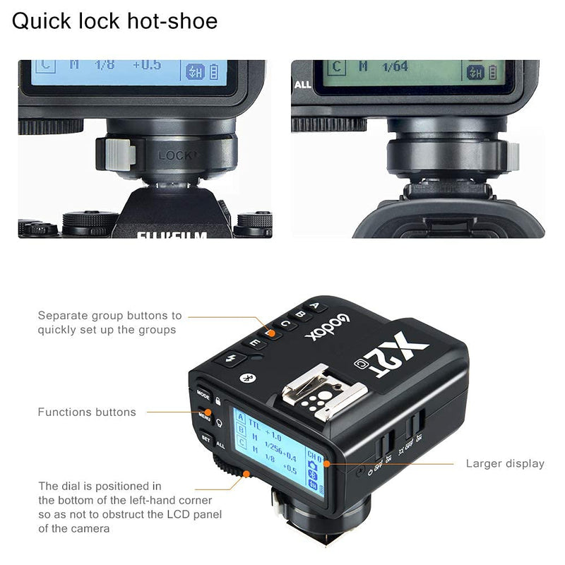 GODOX X2T-C TTL Trigger Flash for Canon EOS Cameras 1/8000s HSS TTL Manual Function Trigger with Clean Cloth