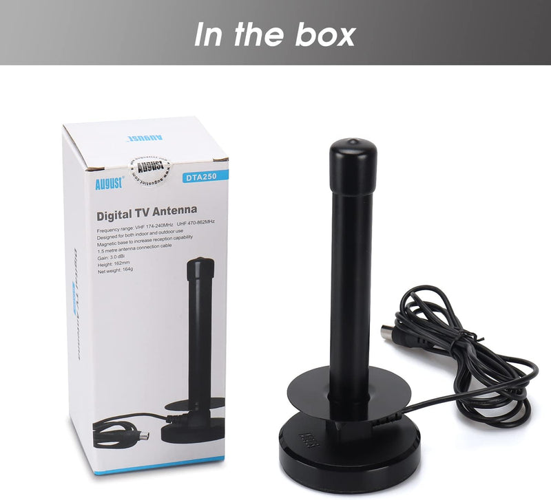 TV Antenna, Digital HD Portable TV Antenna Indoor, 360° Reception&Strong Magnetic Base Digital Antenna, 120 Miles Range - Support 4K 1080p and All TV's - for Car or Home