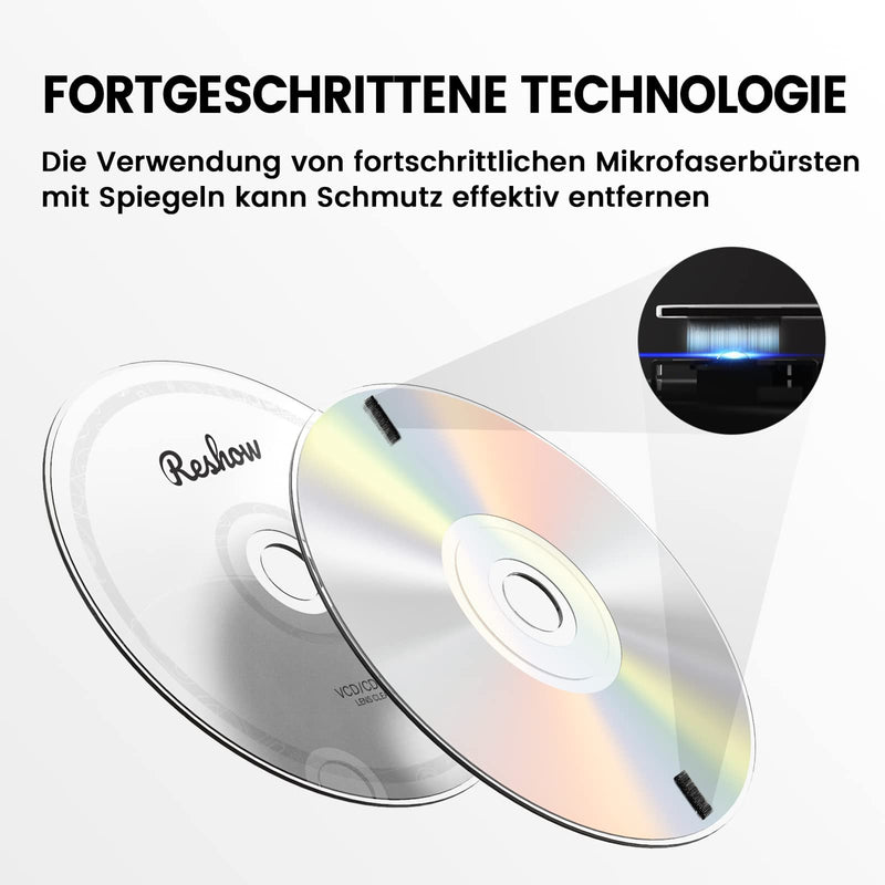 Reshow Laser Lens Disc Cleaner kit for CD & DVD Player without scratching The optics - Included Microfiber Cloth, Cleaning Disc and Cleaning Solution (1 Bottles of Cleaning Fluid) 1 Bottles of Cleaning Fluid)