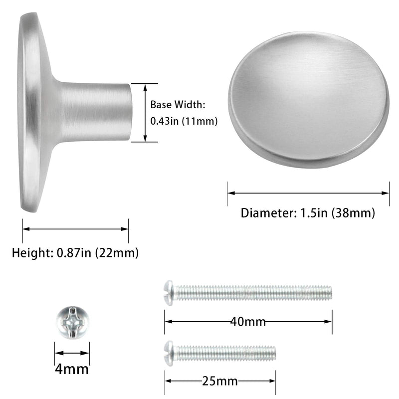 Goldenwarm 10 Pack Brushed Nickel Cabinet Knobs Kitchen Hardware Round Drawer Knob for Sliver Cabinets Handles Closet Door Pulls Zinc Alloy Brushed Satin Nickel