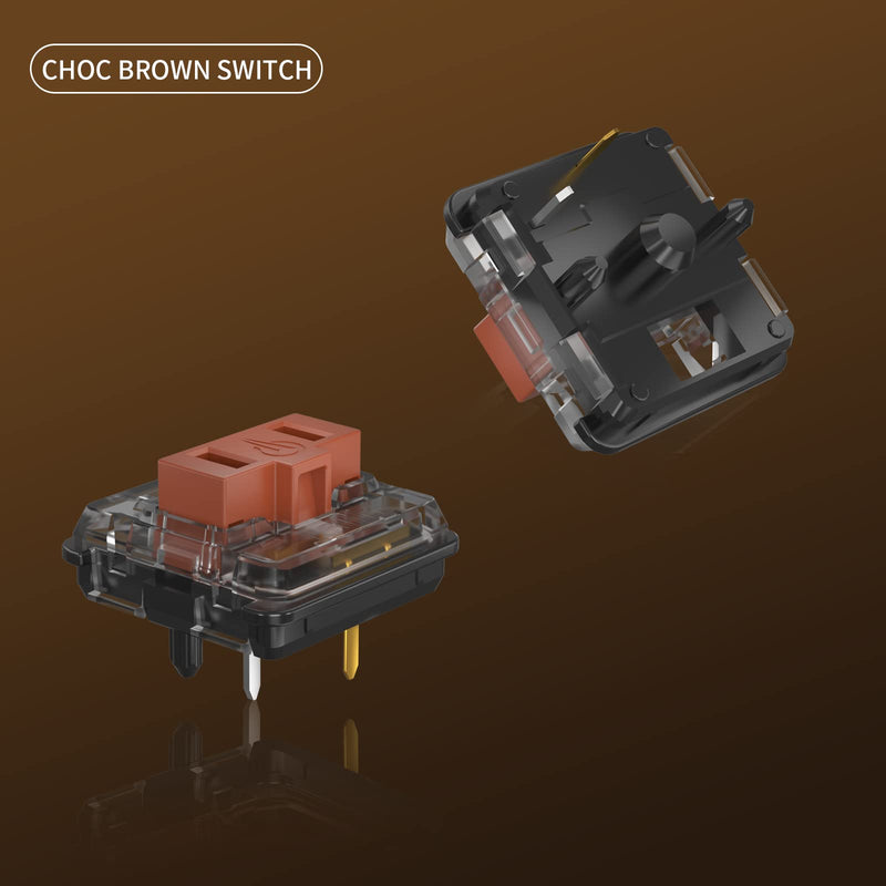 KAILH Official Store Low Profile Switch 1350 Chocolate Mechanical Keyboard Switch RGB SMD Clicky (30, Choc Brown) 30