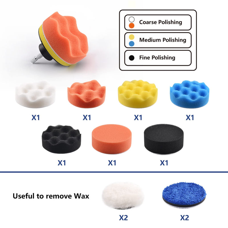 NYNM 120 Pack 75mm Polishing Discs for Drill Grinding Accessories Set with 8mm and 6.35mm Shank for Car Polisher Wax Sealing Shine, Sanding Discs Include 80-3000#