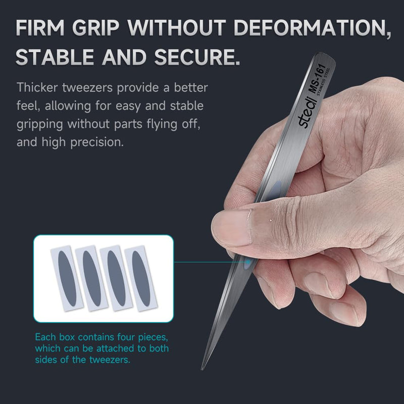 stedi 2PCS Precision Thickened Tweezers Set, Model Hobby Making Tools,Ultra-Precision Premium Stainless Steel Tweezers for Gundam, Scale Military Model, 3D Resin Parts, Industrial Tweezers （Thickened Tweezers）Straight tip & Curved Tip