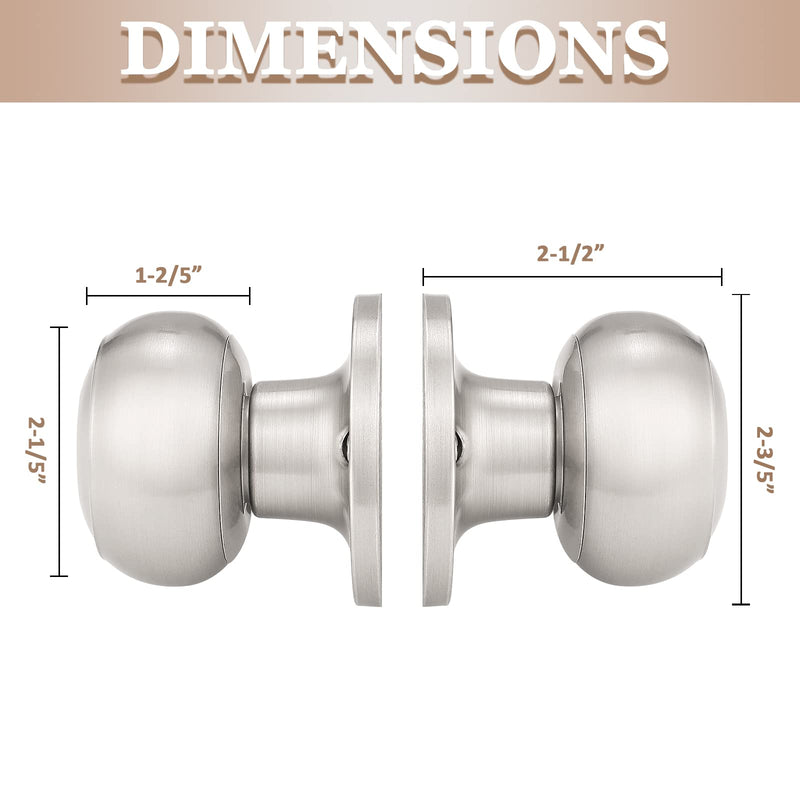 Probrico 5 Pack Classic Closet Door Knobs Dummy Door Knob, Individual Non-Turning Dummy Door Knob Single Side, Satin Nickel Interior Door Knobs, Easy Installation