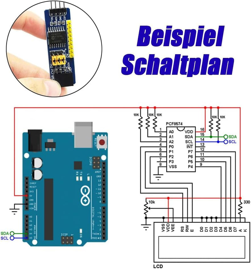 12pcs PCF8574 IO Expander I/O Expander I2C Bus Evaluation Development Module PCF8574 Module is Suitable for Arduino