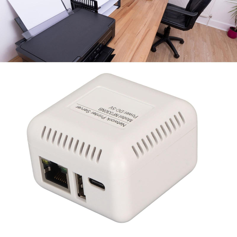 Network USB 2.0 Printer Server, LAN USB Print Server Adapter, Print Server Support BT Connection for for 7, for 8, for 10 (US Plug) US Plug