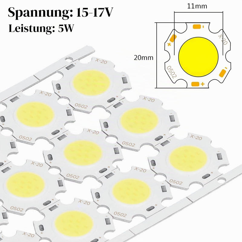 GAESHOW 12pcs LED Chips COB Light Emitter Component 5W 15-17V for DIY Spotlights Downlight Ceiling Light (White) White