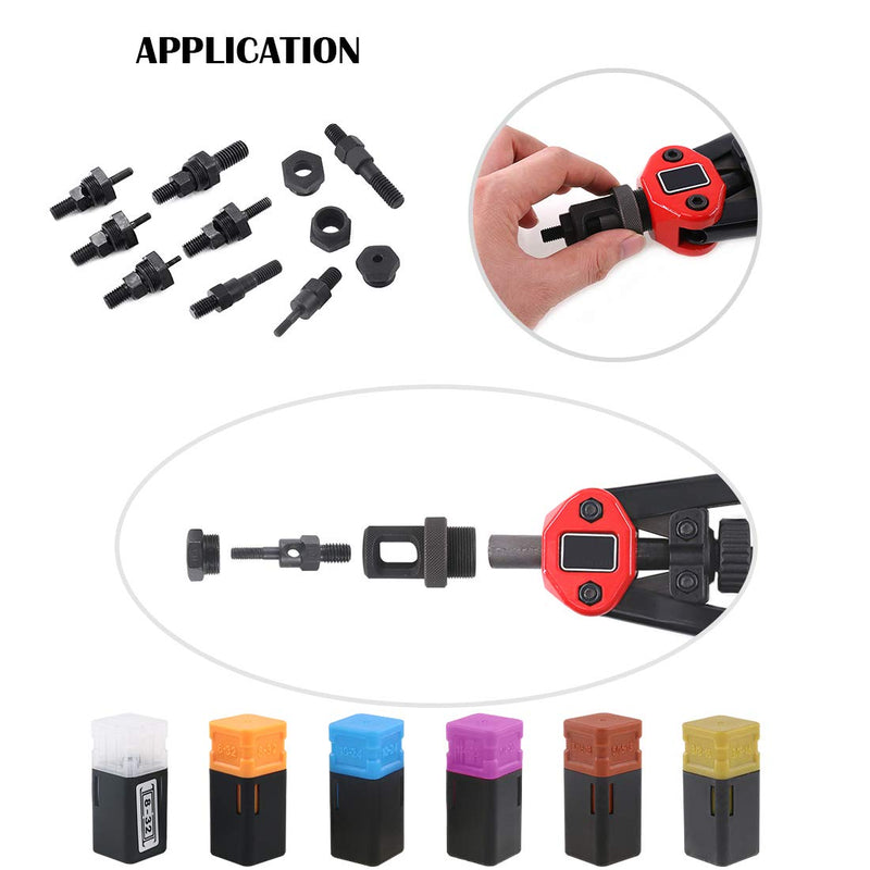 Hilitchi Assorted 6PCS SAE Rivet Nut Gun Mandrel and Nose Piece Riveter Tip Spare Part 6-32 8-32 10-24 1/4-20 5/16-18 3/8-16