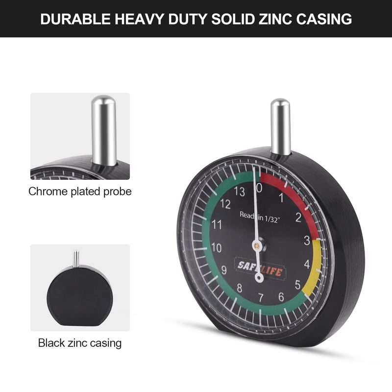 Tire Tread Depth Gauge, Dial Type Tire Tread Depth Gauge Professional for Motorcycle, Car,Truck and Bus,Easy Reading Tyre Tread Depth Gauge in 32nds 1 PACK