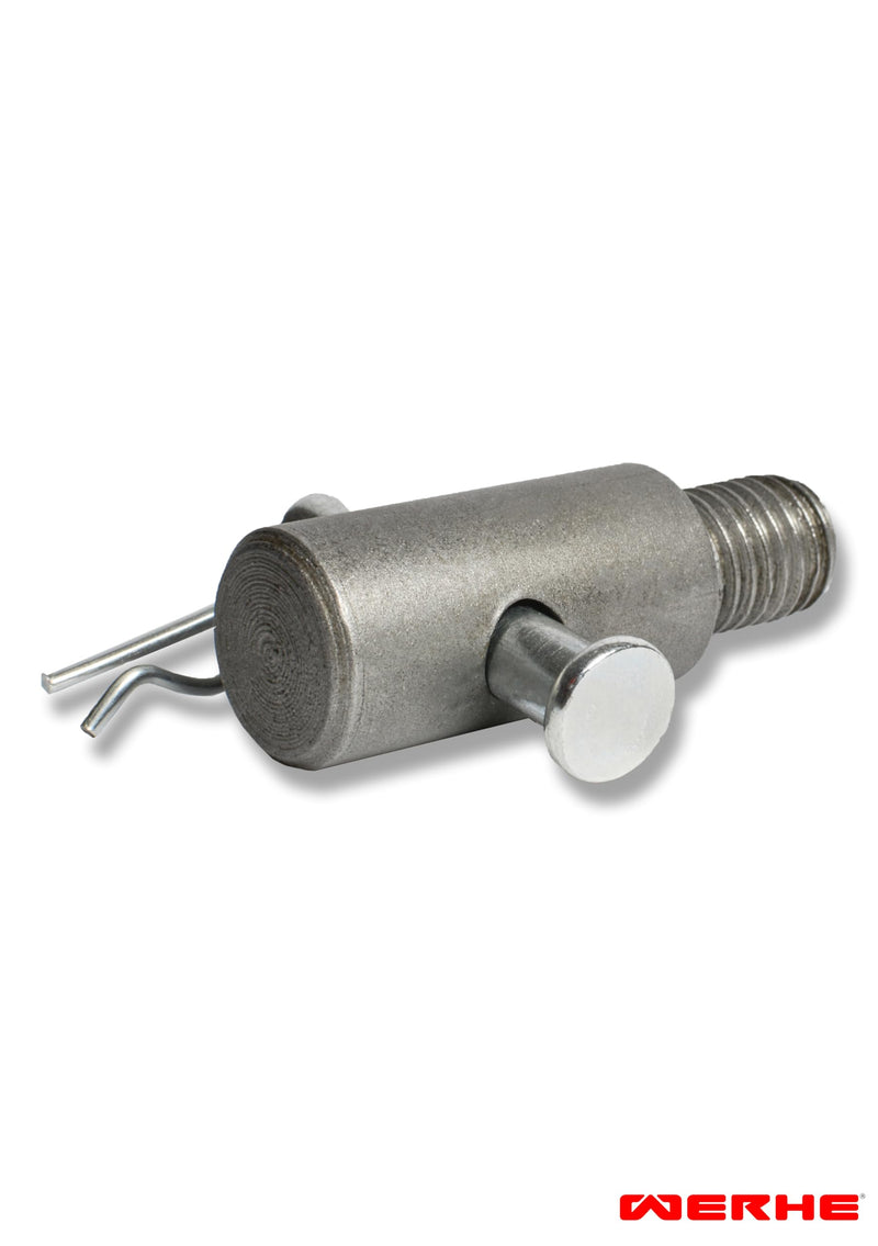 WERHE Adapter M14 for Earth Auger, Hardened Steel, with Quick Release Bolts | Compatible with agitator and concrete stirrer, ideal for fence posts and tree planting, cable and pipe laying, length 6 cm
