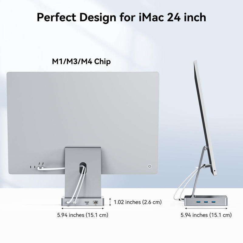 13-Port USB C Hub for iMac 24 inch 2021/2023/2024, iMac Accessories for iMac M1/M3/M4, iMac USB Hub with 5 USB-A & 2 USB-C 3.0 Ports, 4K@60Hz HDMI, 1Gbps Ethernet, SD/TF, M.2 NVME SSD (Not Included)