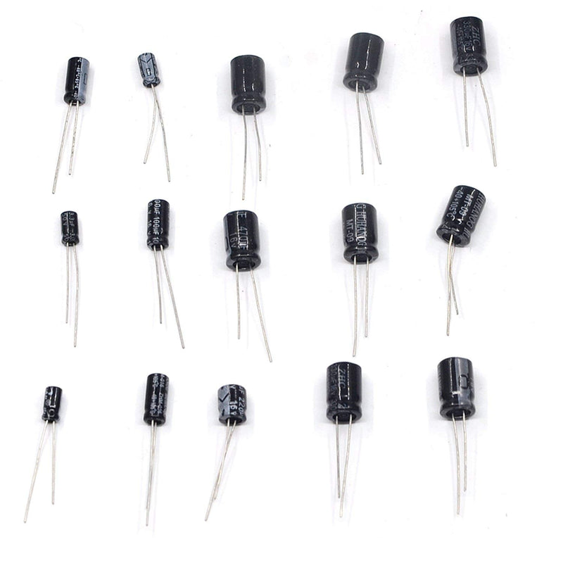 ARCELI 300pcs 15Value Electrolytic Capacitor Range 0.1uF to 470uF Capacitor Assortment Kit