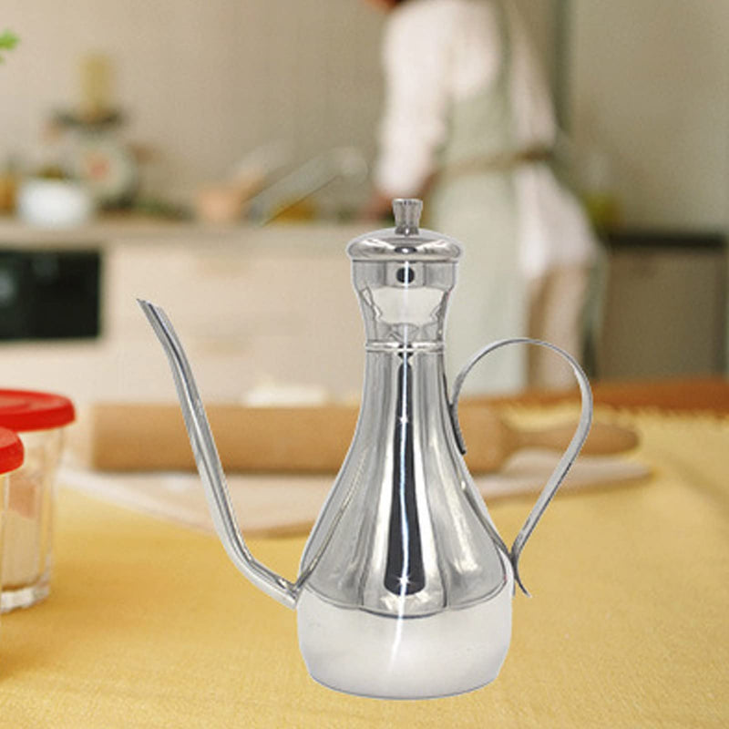 Olive Oil Dispenser, 11oz/350ml Stainless Steel Oil Dispenser Non Drip Leak Proof Pouring Oil Pot Vinegar Pot Soy Sauce Bottle, Oil Storage Can Container for Home Kitchen