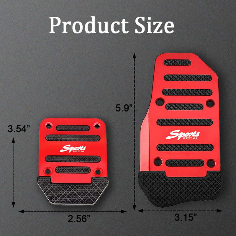 3PCS Car Non-Slip Aluminum Alloy Pedal Pads, Manual Transmission Brake Pedal Covers, Sports Gas Fuel Petrol Clutch Foot Pedals, Anti-rubbing Car Clutch Pedal Kits Suitable for Car SUV ATV (Red) Red