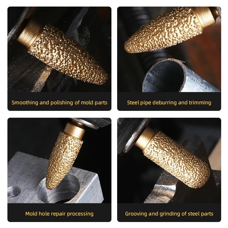Diamond Grinding Head 25mm Cylinder Type 6mm Round Handle Coarse Grit Polishing Burr for Wood Stone Carving Metal Grinding Stainless Steel Deburring Ceramic Trimming (1 Piece)