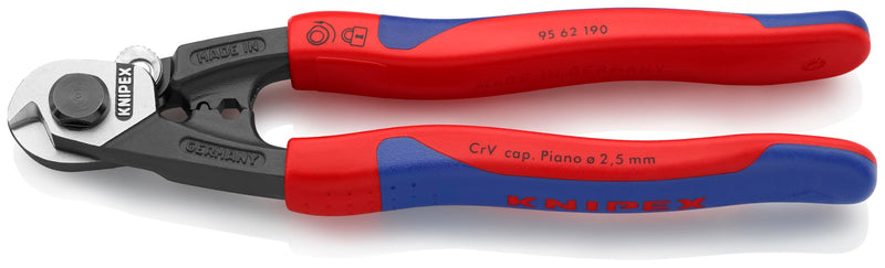 Knipex Tools 95 62 190 Wire Rope Cutters, 7 1/4-Inch, Comfort Grip 7 1/4-Inch, w/ Comfort Grip