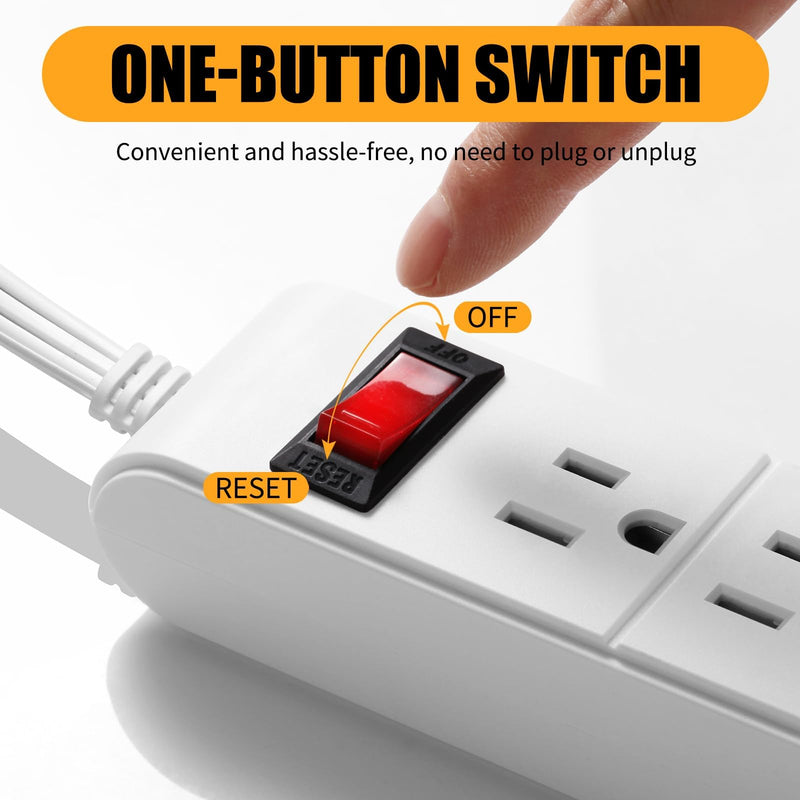 Twin Extension Cord - 20 FT Split Extension Cord, 6 Outlets and 6 USB Ports - Double Power Strip, 3 Prong and Flat Plug, for Behind Bed, Couch, Nightstands, Vanity, Furniture dual 10ft