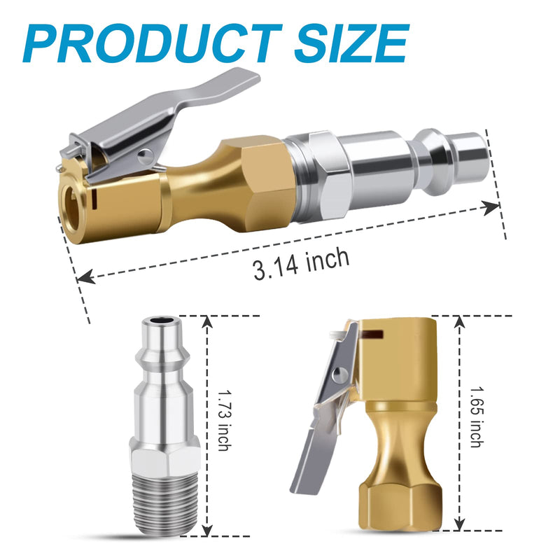 Air Chuck Pack of 3, Heavy Duty Closed Flow Tire Chuck with 1/4" FNPT for Tire Inflator Gauge Compressor Accessories 1902B