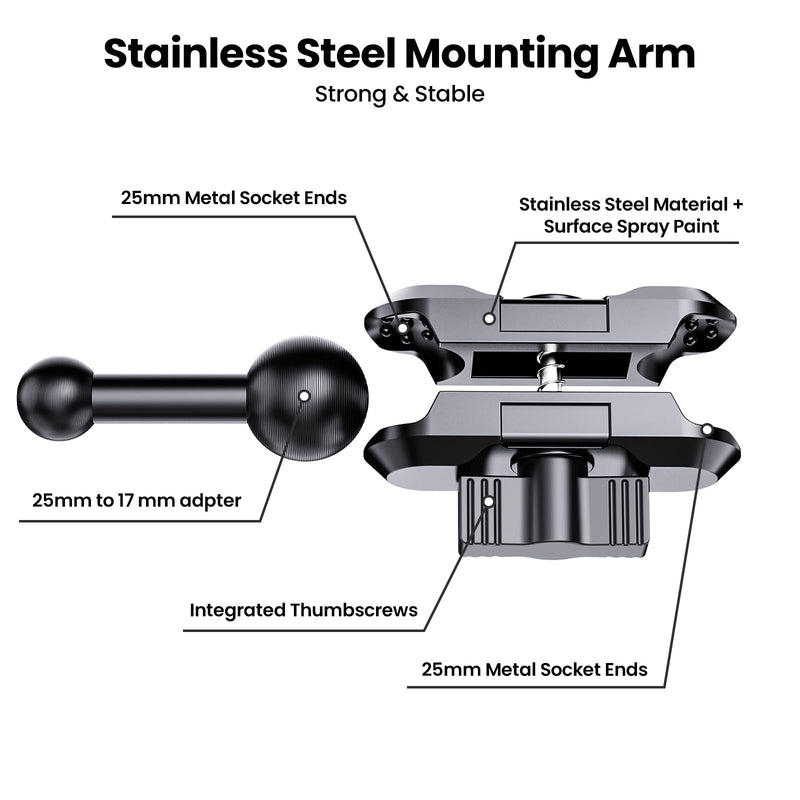 Kaishengyuan Metal Phone Mount for Ram Truck 2013-2018, Dash Mount Cell Phone Holder Compatible with RAM 1500/2500/3500 & 2019+ Classic, Metal Ball Adapter Phone Stand Arm Fit for Most Smartphones Universal Mount
