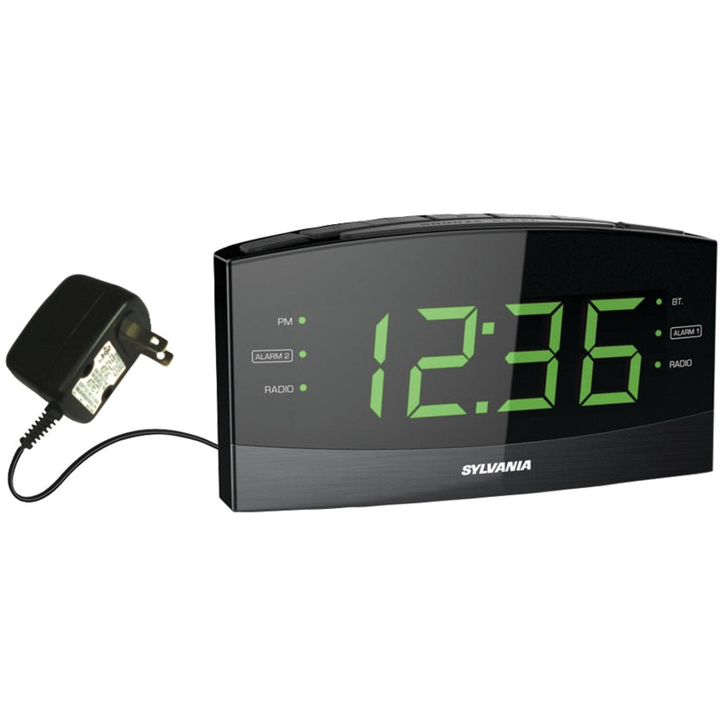 SYLVANIA Unknown SCR1989BT 1.8" Jumbo Digit Clock with AM/FM Radio, Bluetooth and Dual Alarm, Black