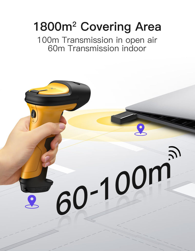Inateck AI Barcode Scanner, Bluetooth Scanner Wireless, 2600mAh Battery, 1 Charge for 180 Days, Barcode Reader Support Fast AI Setup, P6 AI