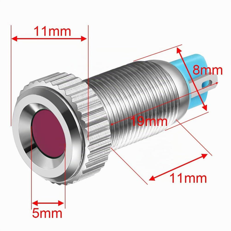 Gebildet 5pcs 8 mm AC/DC 12-24V Stainless Steel Waterproof LED Indicator Light and in 5 Colors Red/Orange/Blue/Green/White Mix 5 Colors