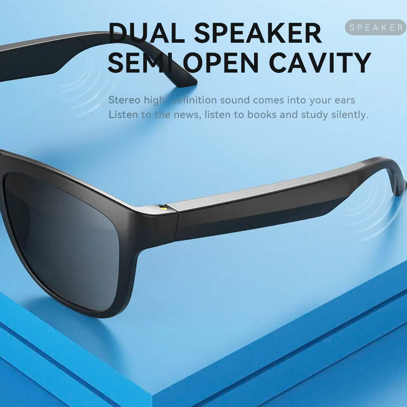 GS01 Smart Bluetooth Sunglasses, Audio Sunglasses With Speaker, UV400 Polarized lens, Open Ear Music, Touch Control Black