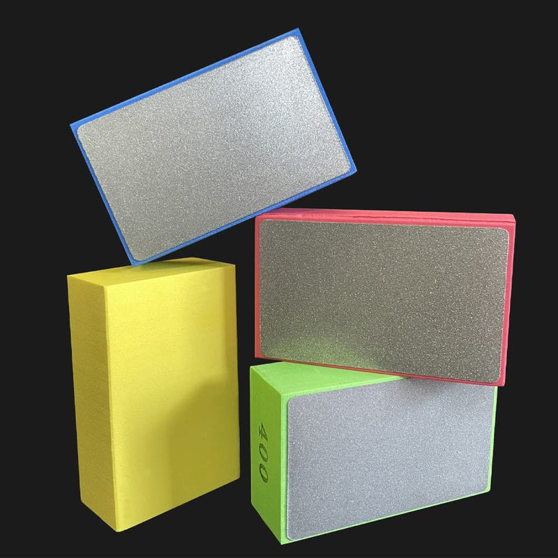 POHOVE 4pcs Diamond Hand Polishing Pads, Diamond Grinding Block Set, Glass Grinding Pads for Grinding Concrete, Glass, Stone, Granite, Marble, 60#, 100#, 200#, 400# (as shown) see picture
