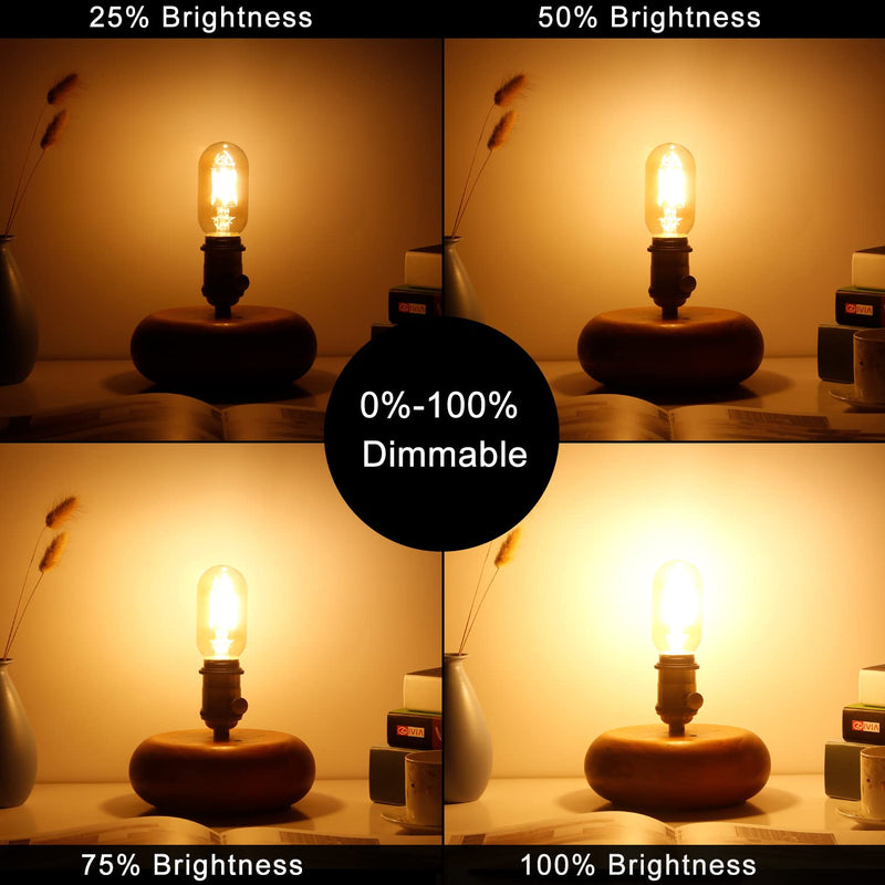 LiteHistory E26 LED Bulb 6W Equivalent E26 Bulb 60 watt Warm White 2200K Amber E26 Edison Bulb dimmable AC120V 400lm Tubular T14 T45 LED Bulb for Pendant, Sputnik,Vanity,Wall sconces Pack of 6 6w=60w 2200k Amber