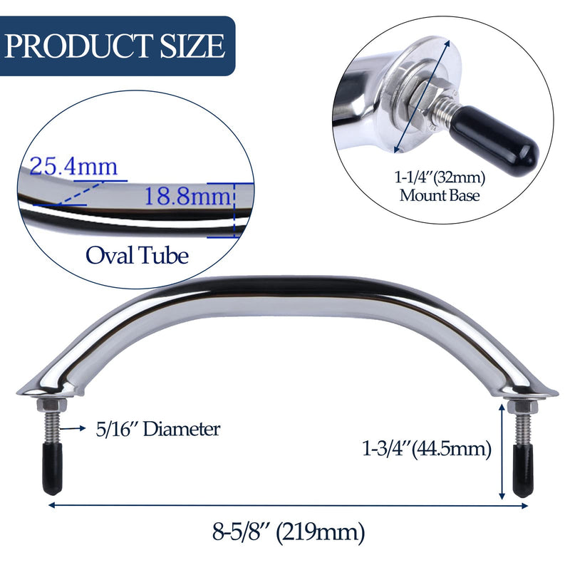8" Boat Grab Bar 316 Stainless Steel Polished Grab Handle Handrail Hardware Multipurpose