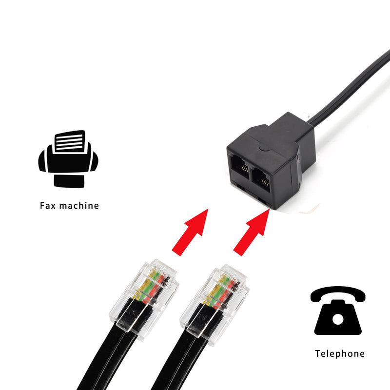 Vthahaby Phone Line Splitter,Telephone Splitter,with RJ11 6P4C Plugs,Suitable for Telephone,Fax Machine,Black (Black 5Pack)