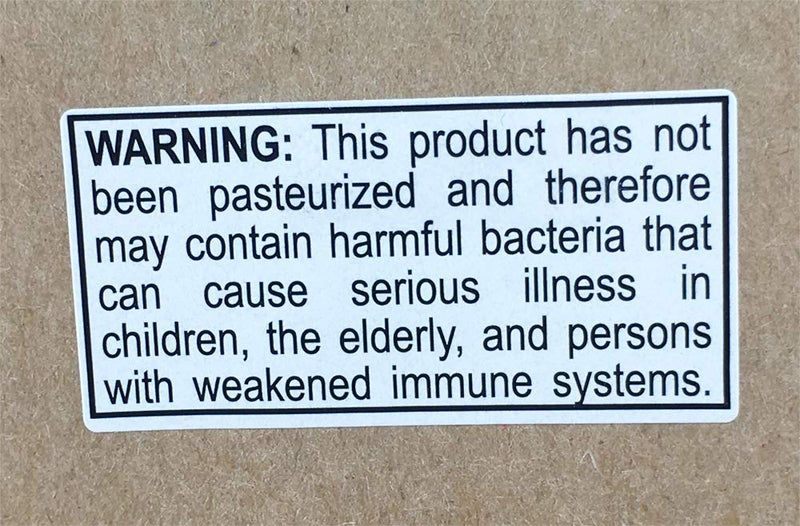 Not Pasteurized Warning Labels .75 x 1.5 Inch 500 Adhesive Stickers (Pack of 2) 0.75 x 1.5" Rectangle (Pack of 2)