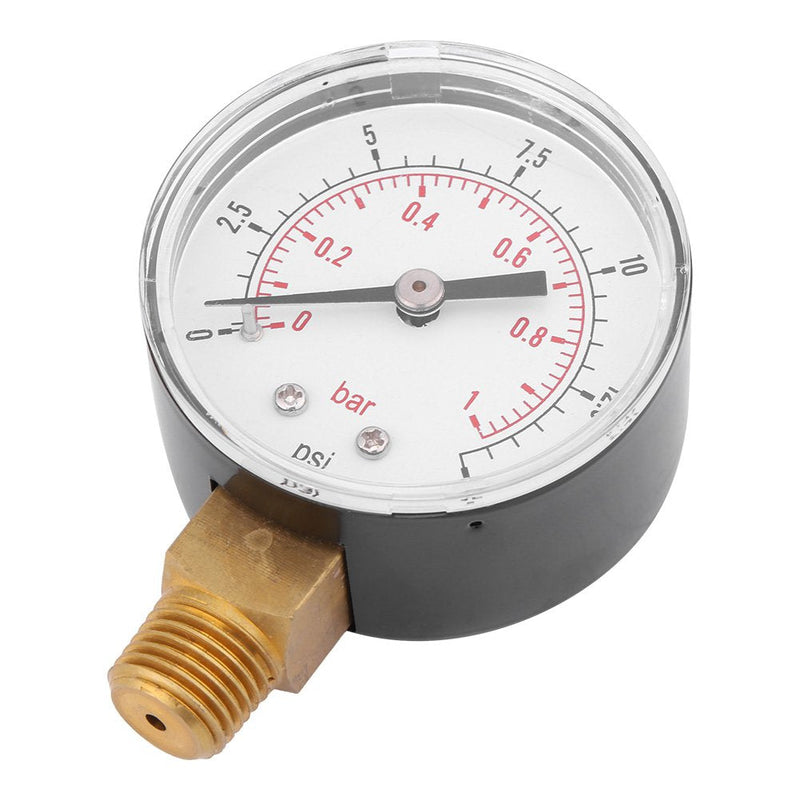 Mini Low Pressure Pressure Gauge BSPT Pressure Gauge for Fuel, Air, Oil or Water 0-15 psi / 0-1bar