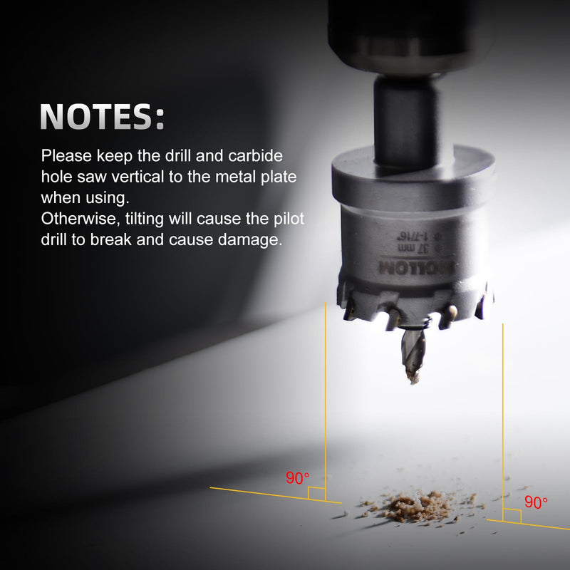 Mollom 5Pcs Hole Saw(13-25.5mm) TCT Carbide Tipped Hole Saw Kit for Hard Metal, Extra 2xTitanium & 1xStepped Pilot Drill bits and 2Pcs Hex Key for Stainless Steel, Iron,Aluminum,Alloy,Metal 13-25.5mm 5