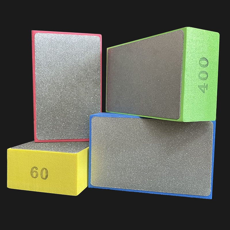 POHOVE 4pcs Diamond Hand Polishing Pads, Diamond Grinding Block Set, Glass Grinding Pads for Grinding Concrete, Glass, Stone, Granite, Marble, 60#, 100#, 200#, 400# (as shown) see picture