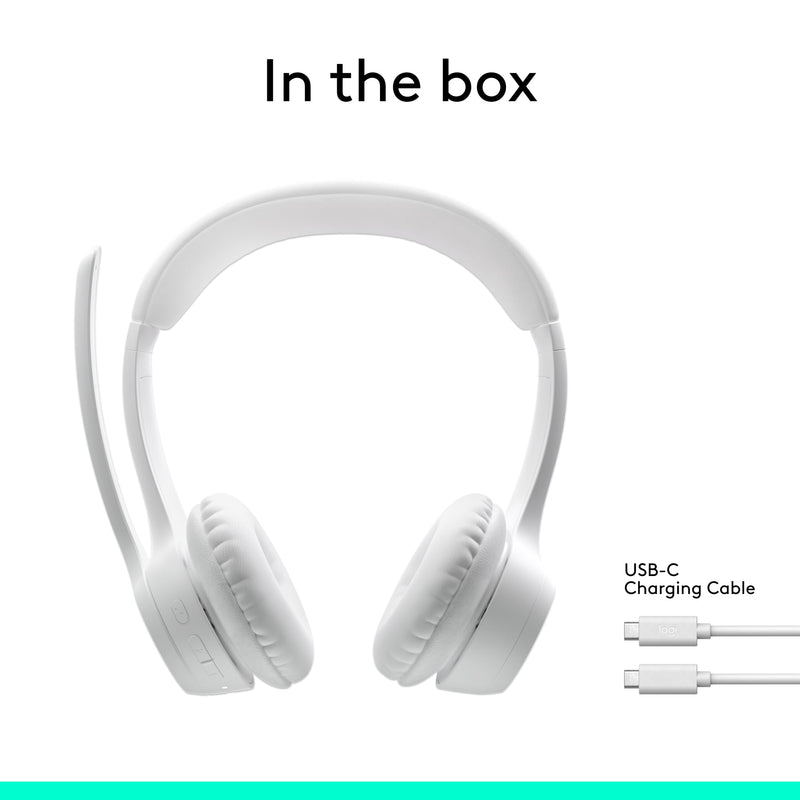 Logitech Zone 300 Wireless Bluetooth Headset with Noise-Canceling Microphone, Compatible with Windows, Mac, Chrome, Linux, iOS, iPadOS, Android – Off-White Off White 1 Pack