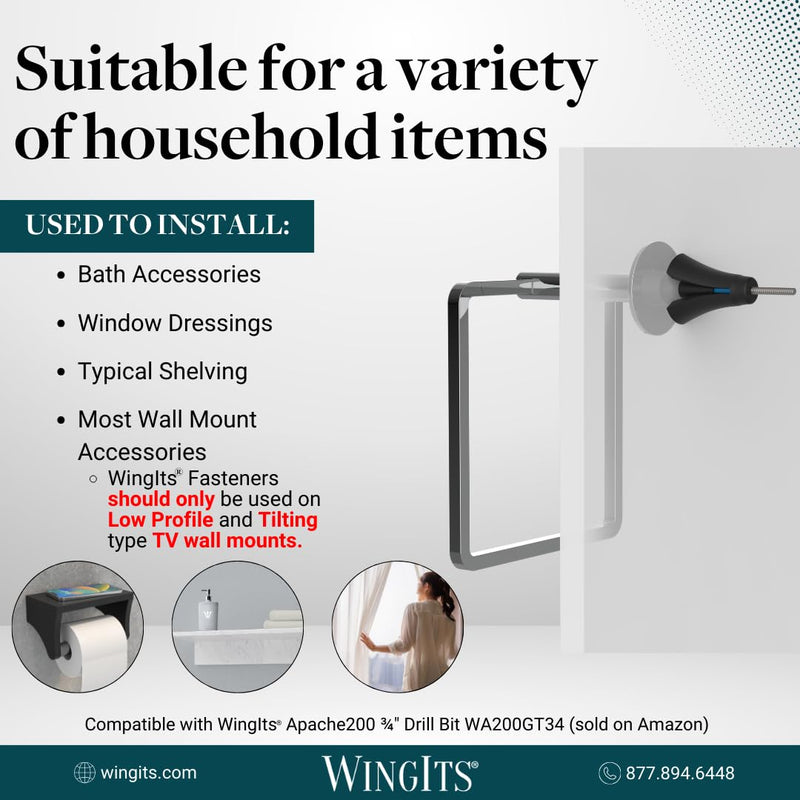 WingIts MASTER Wall Anchor, 10-32 x 3-1/2, PK6, Model:RC-MAWSD35-6