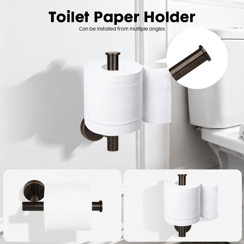 4 Piece Oil Rubbed Bronze Stainless Steel Bathroom Hardware Set Include Hand Towel Ring, Toilet Paper Holder,and 2 Robe Towel Hooks,Bathroom Accessories Set Oil Rubbed Bronze