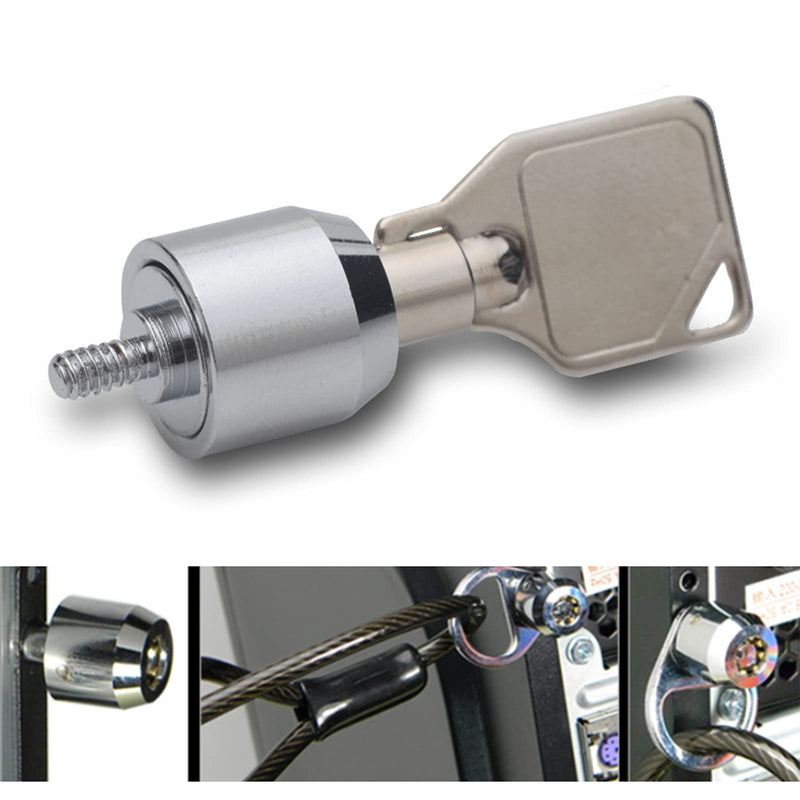 Silver Metal Desktop Computer Lock with Key, Anti-Theft, Modern Style, Works with Most Desktops & Docking Stations