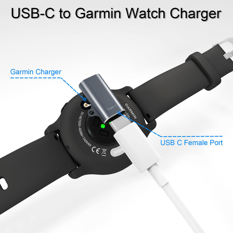 Charger Adapter for Garmin Watch (3-Pack), USB-C to Watch Cable-converter for Instinct, Fenix 7/7X/7S, Vivoactive 5/4/4S,Forerunner 965/265/255/245/55/45,Venu 3S/2S/SQ,Epix Pro,Vivomove,Tactix,Swim 2