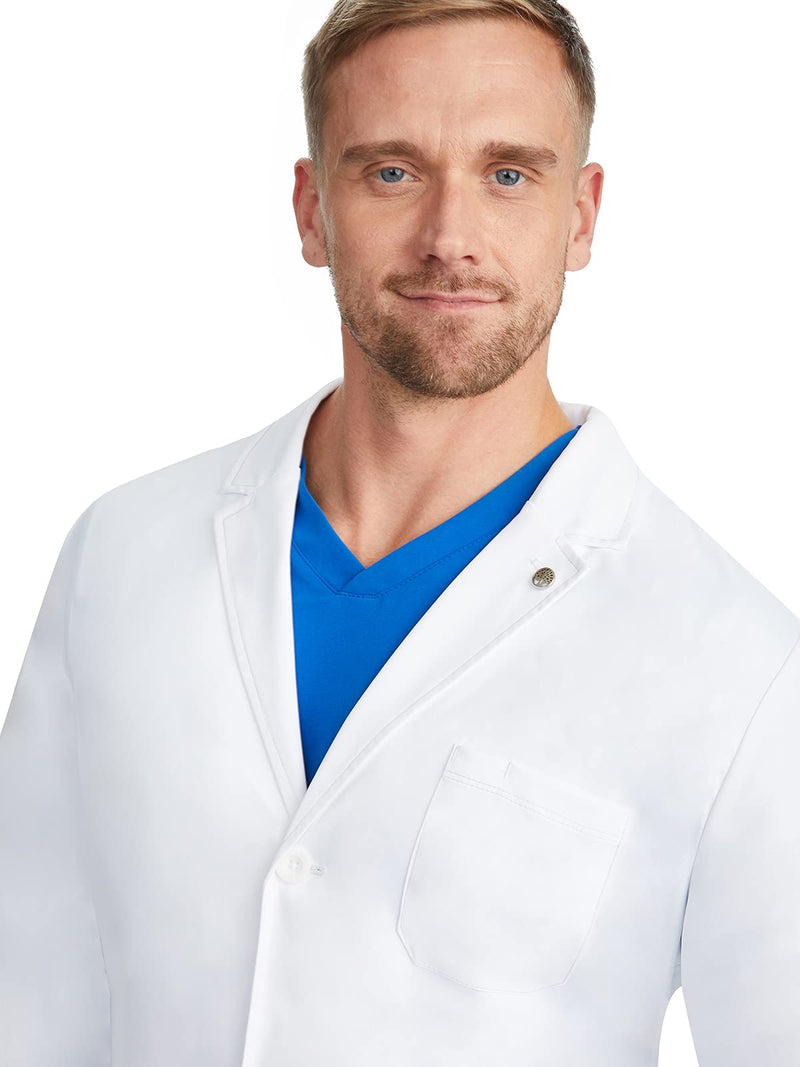 Healing Hands Lab Coat for Men's Luke Labcoat With 5 Pockets & 2-way Stretch Fabric 5151 Standard Size 38" Large White