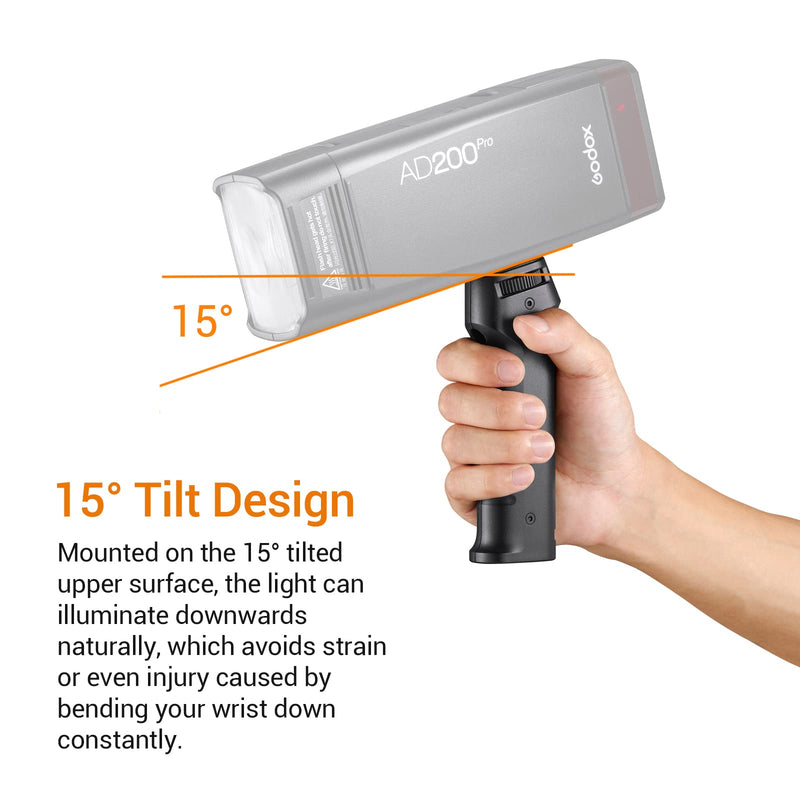Godox FG-100 Flash Grip, Portable Bracket Handle with 1/4" Screw Speedlite Holder, Compatible for Godox AD300 Pro/AD200 Pro/AD200 Pro II/AD200/AD100Pro and Other Outdoor Flash/LED Light